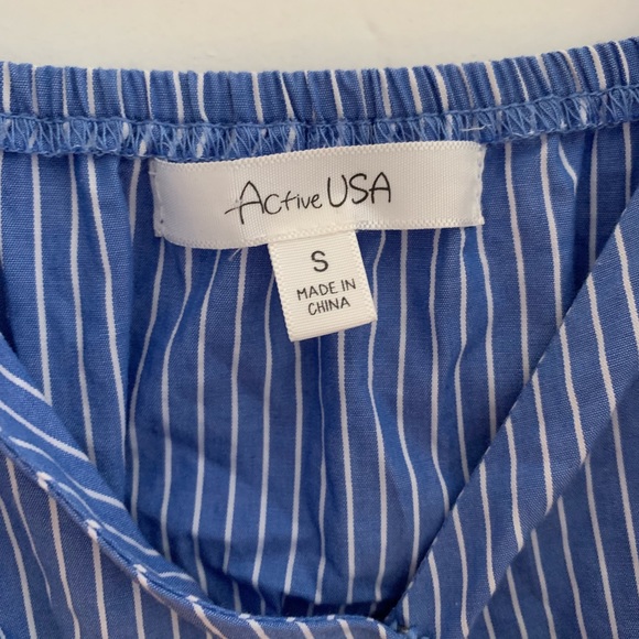 Blue and White Stripped Romper Size Small - Picture 3 of 3